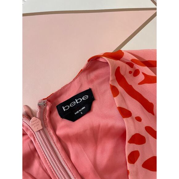 Bebe Orange Leopard Print V-Neck Fit And Flare Maxi Dress Womens Size S - Picture 5 of 7